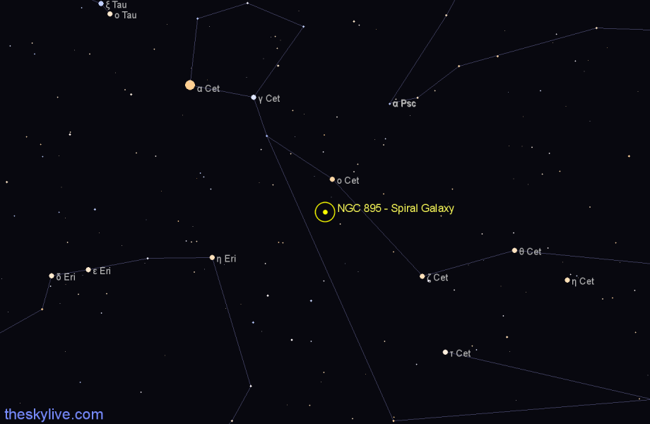 Finder chart NGC 895 - Spiral Galaxy in Cetus star