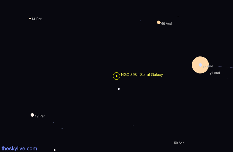 Finder chart NGC 898 - Spiral Galaxy in Andromeda star