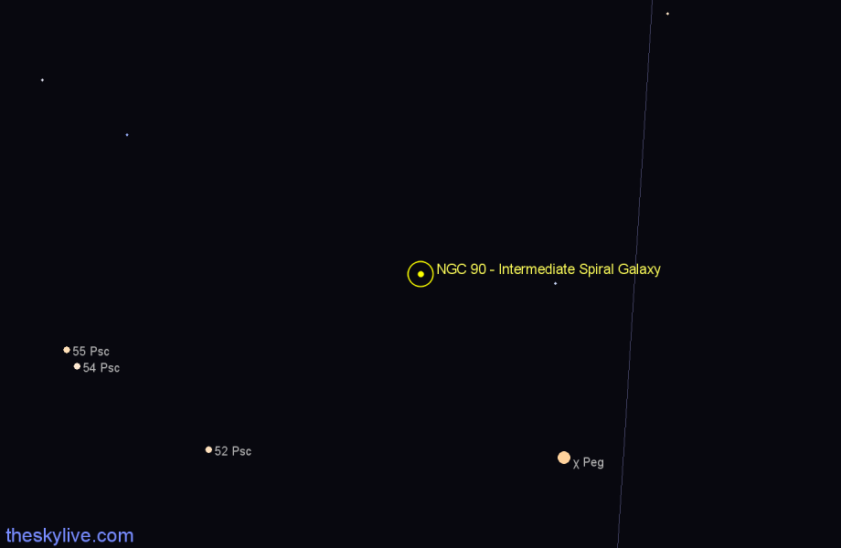 Finder chart NGC 90 - Intermediate Spiral Galaxy in Andromeda star