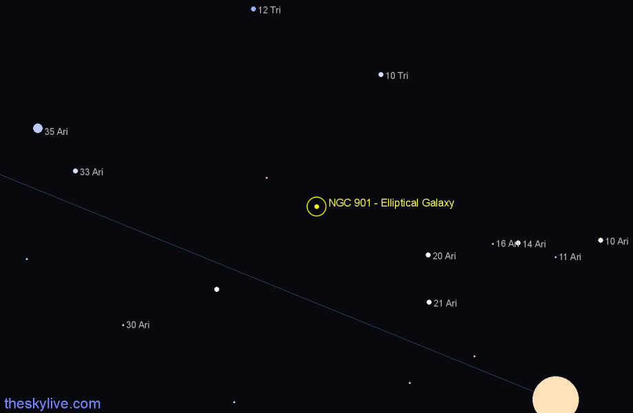 Finder chart NGC 901 - Elliptical Galaxy in Aries star