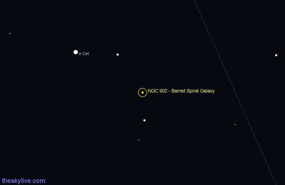 Finder chart NGC 902 - Barred Spiral Galaxy in Cetus star