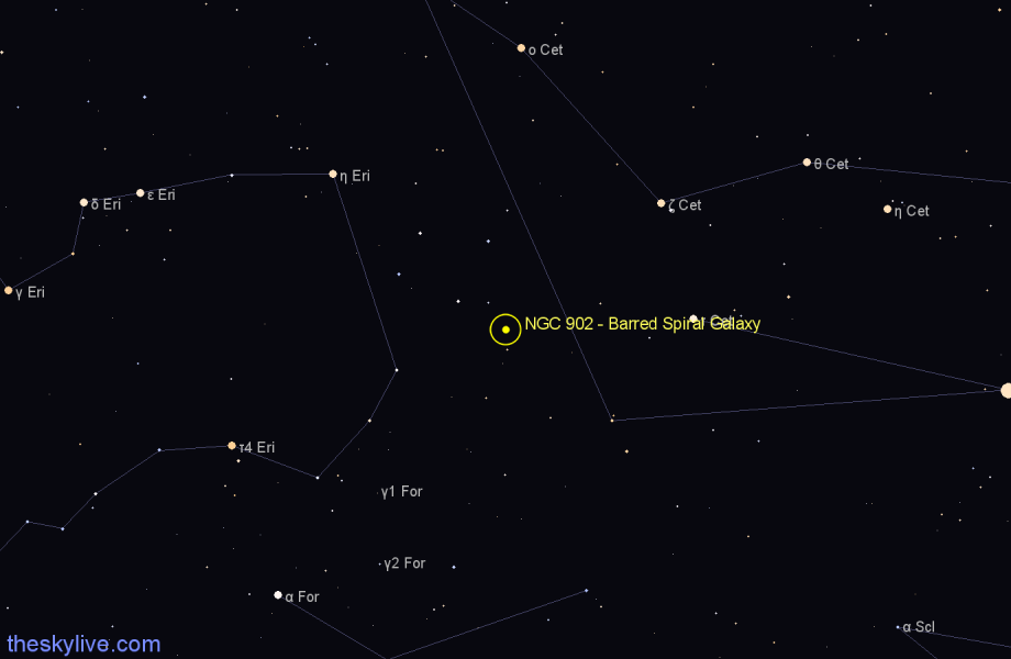 Finder chart NGC 902 - Barred Spiral Galaxy in Cetus star