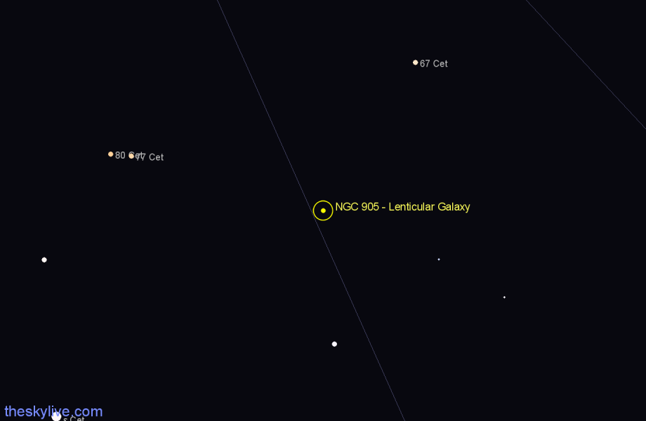 Finder chart NGC 905 - Lenticular Galaxy in Cetus star