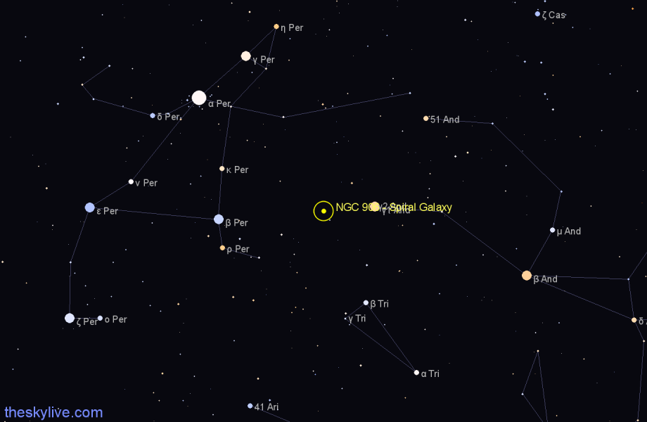 Finder chart NGC 906 - Spiral Galaxy in Andromeda star