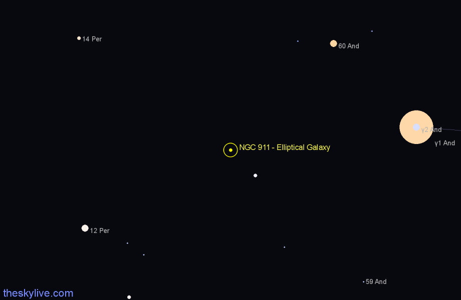 Finder chart NGC 911 - Elliptical Galaxy in Andromeda star