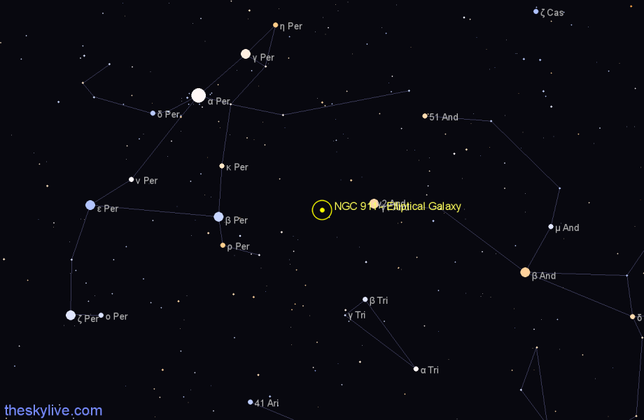 Finder chart NGC 911 - Elliptical Galaxy in Andromeda star