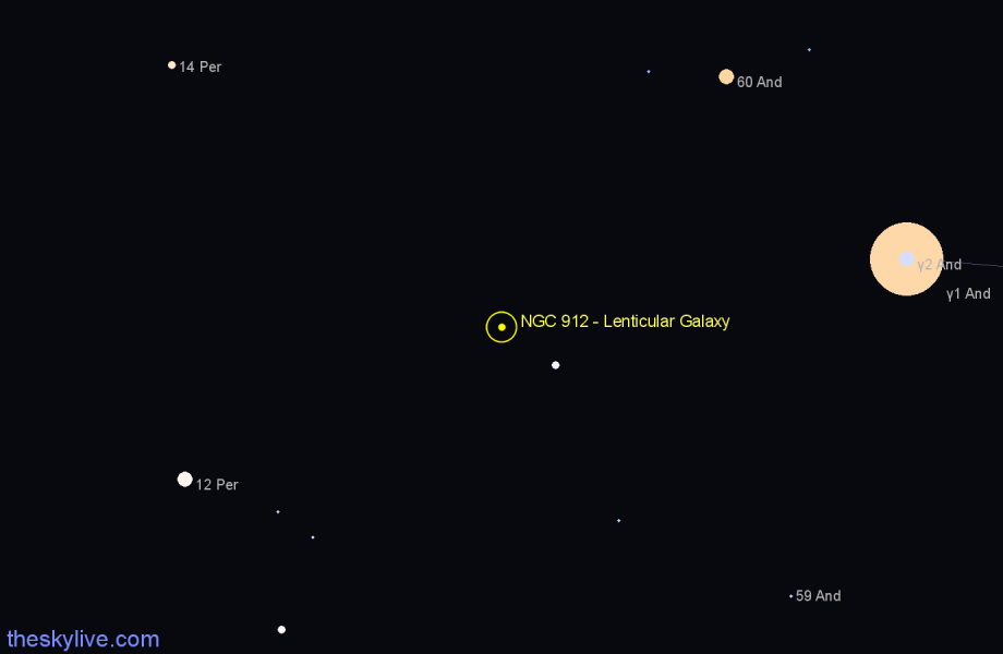 Finder chart NGC 912 - Lenticular Galaxy in Andromeda star