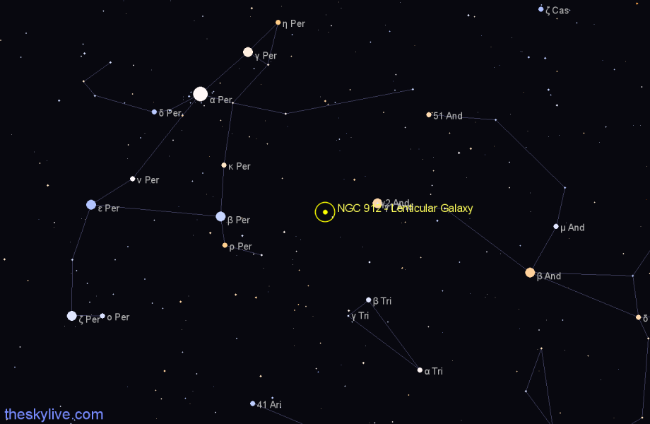 Finder chart NGC 912 - Lenticular Galaxy in Andromeda star