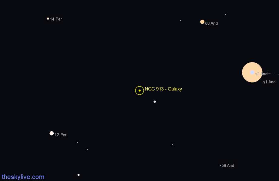Finder chart NGC 913 - Galaxy in Andromeda star