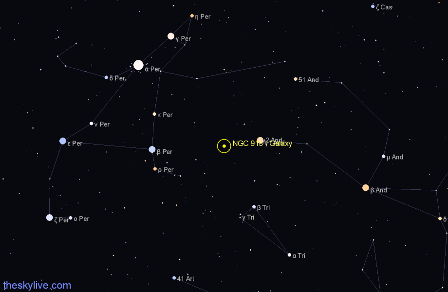 Finder chart NGC 913 - Galaxy in Andromeda star
