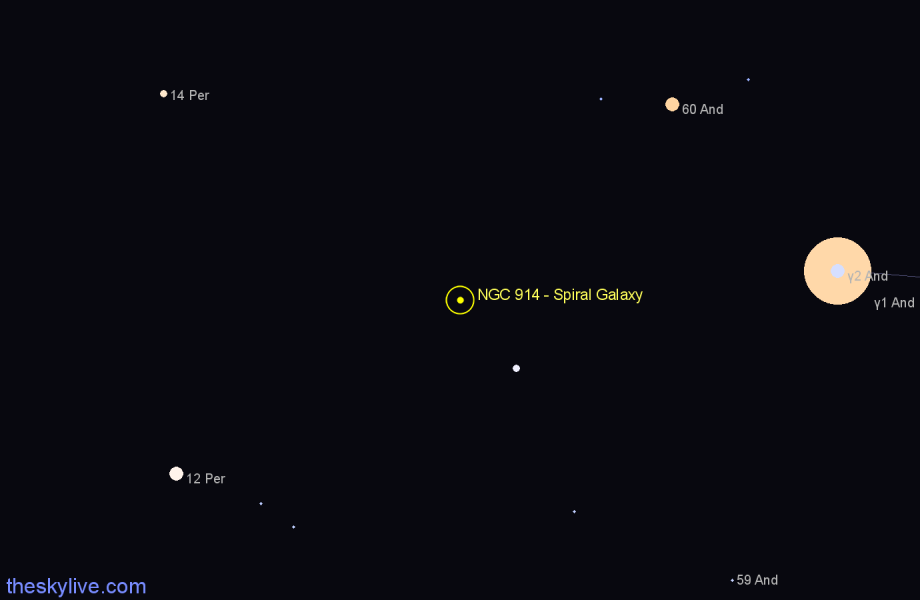 Finder chart NGC 914 - Spiral Galaxy in Andromeda star