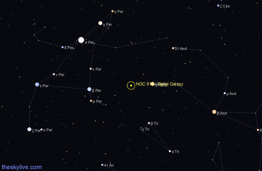 Finder chart NGC 914 - Spiral Galaxy in Andromeda star