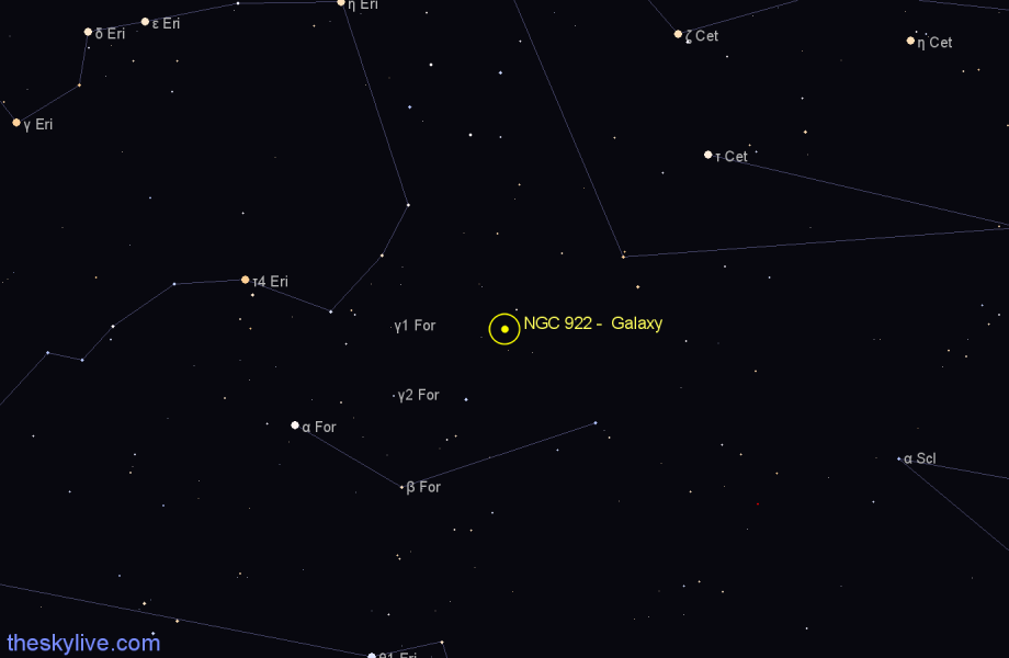 Finder chart NGC 922 - Galaxy in Fornax star