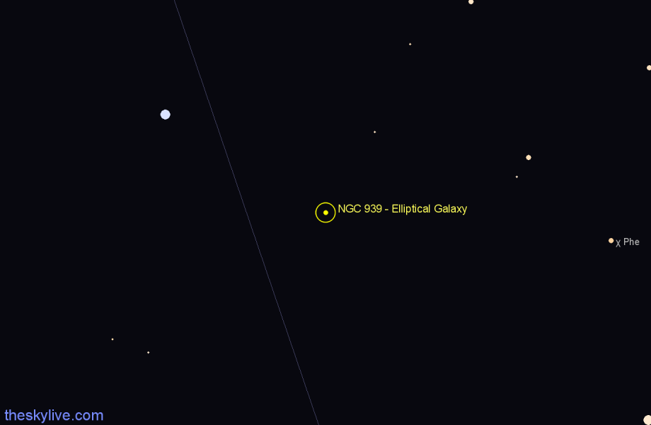 Finder chart NGC 939 - Elliptical Galaxy in Eridanus star