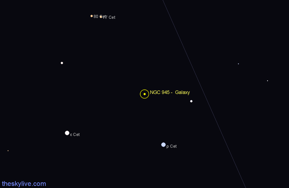 Finder chart NGC 945 - Galaxy in Cetus star