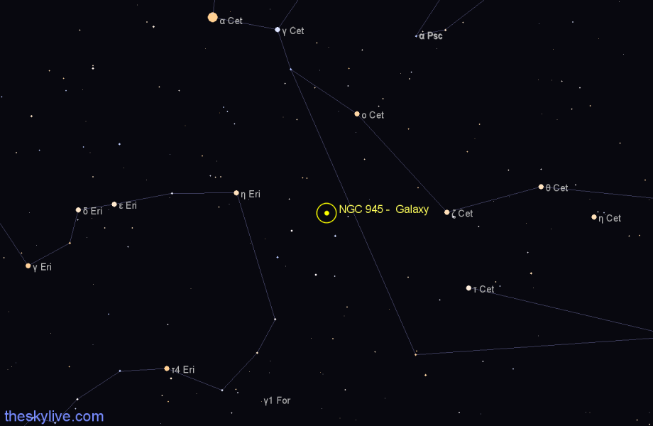 Finder chart NGC 945 - Galaxy in Cetus star