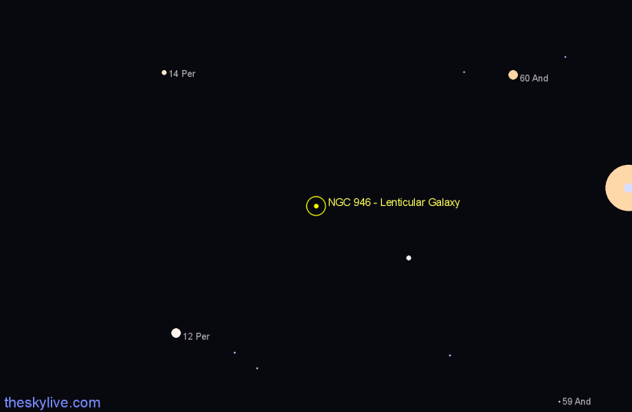 Finder chart NGC 946 - Lenticular Galaxy in Andromeda star