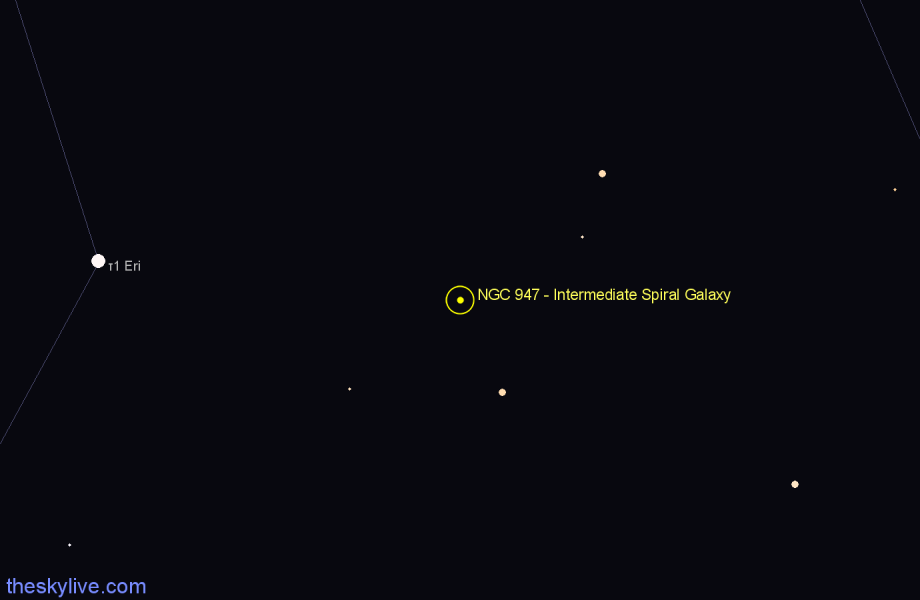 Finder chart NGC 947 - Intermediate Spiral Galaxy in Cetus star