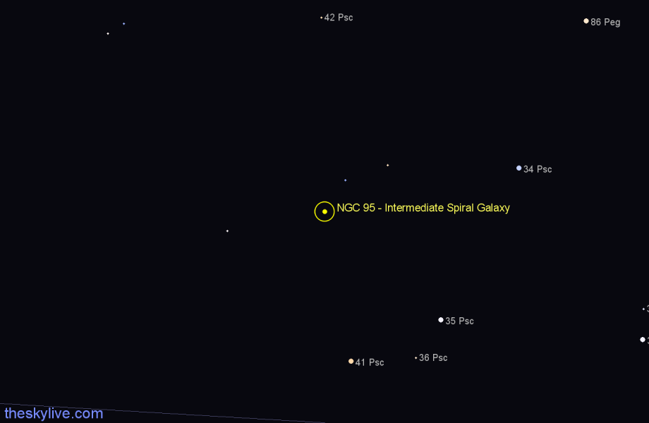 Finder chart NGC 95 - Intermediate Spiral Galaxy in Pisces star