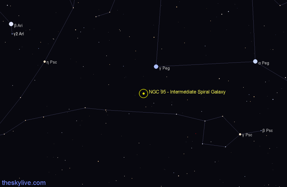 Finder chart NGC 95 - Intermediate Spiral Galaxy in Pisces star