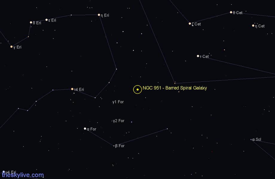 Finder chart NGC 951 - Barred Spiral Galaxy in Cetus star