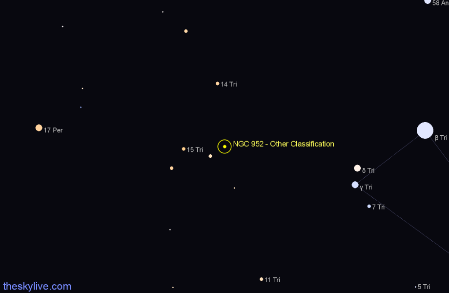 Finder chart NGC 952 - Other Classification in Triangulum star