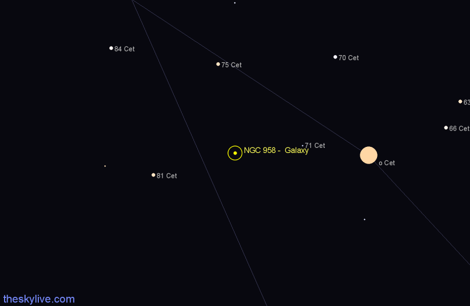 Finder chart NGC 958 - Galaxy in Cetus star