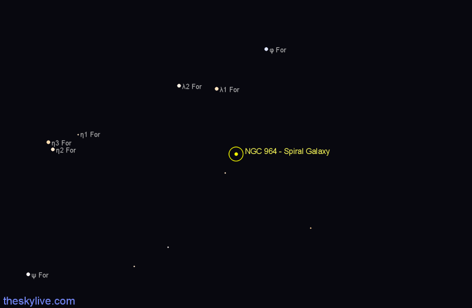 Finder chart NGC 964 - Spiral Galaxy in Fornax star
