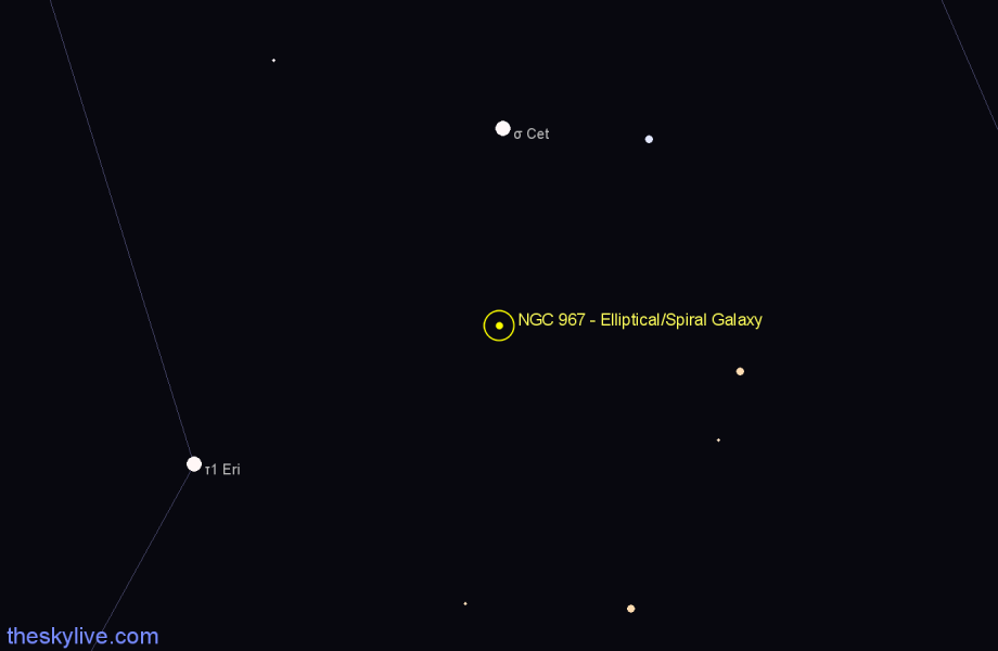 Finder chart NGC 967 - Elliptical/Spiral Galaxy in Cetus star