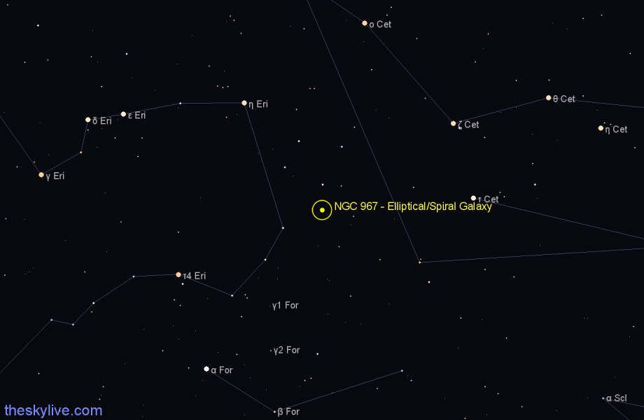 Finder chart NGC 967 - Elliptical/Spiral Galaxy in Cetus star