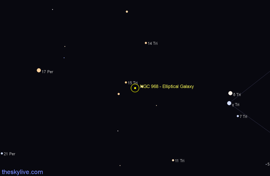 Finder chart NGC 968 - Elliptical Galaxy in Triangulum star