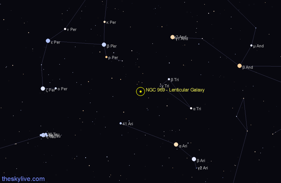 Finder chart NGC 969 - Lenticular Galaxy in Triangulum star