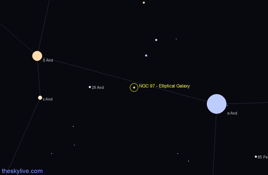 Finder chart NGC 97 - Elliptical Galaxy in Andromeda star