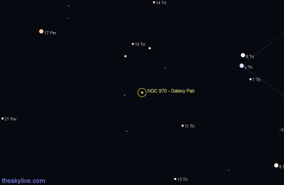Finder chart NGC 970 - Galaxy Pair in Triangulum star
