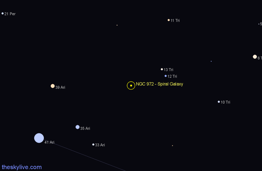 Finder chart NGC 972 - Spiral Galaxy in Aries star