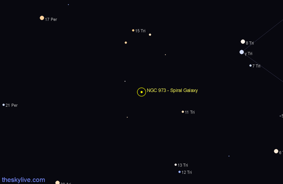 Finder chart NGC 973 - Spiral Galaxy in Triangulum star