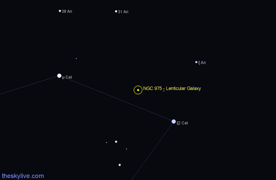 Finder chart NGC 975 - Lenticular Galaxy in Cetus star