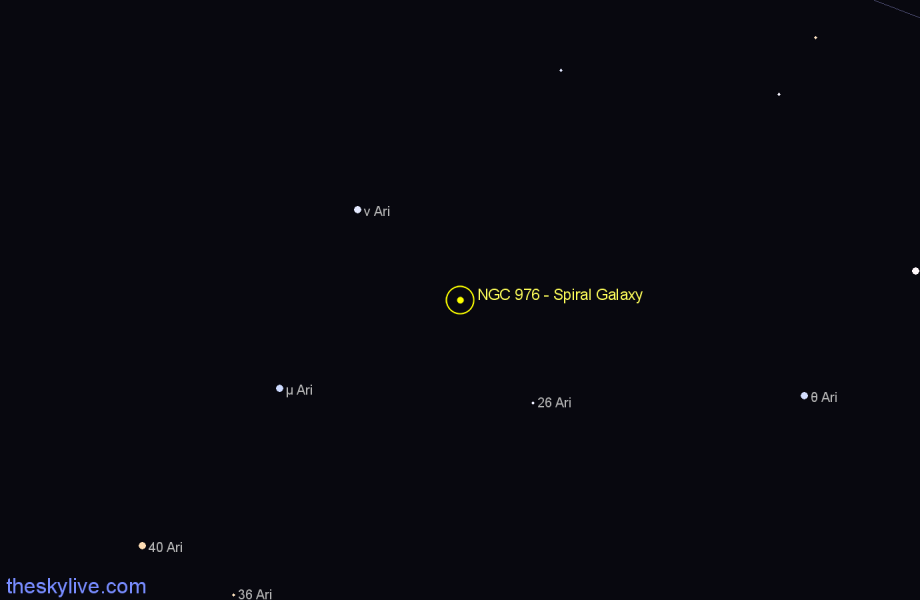 Finder chart NGC 976 - Spiral Galaxy in Aries star