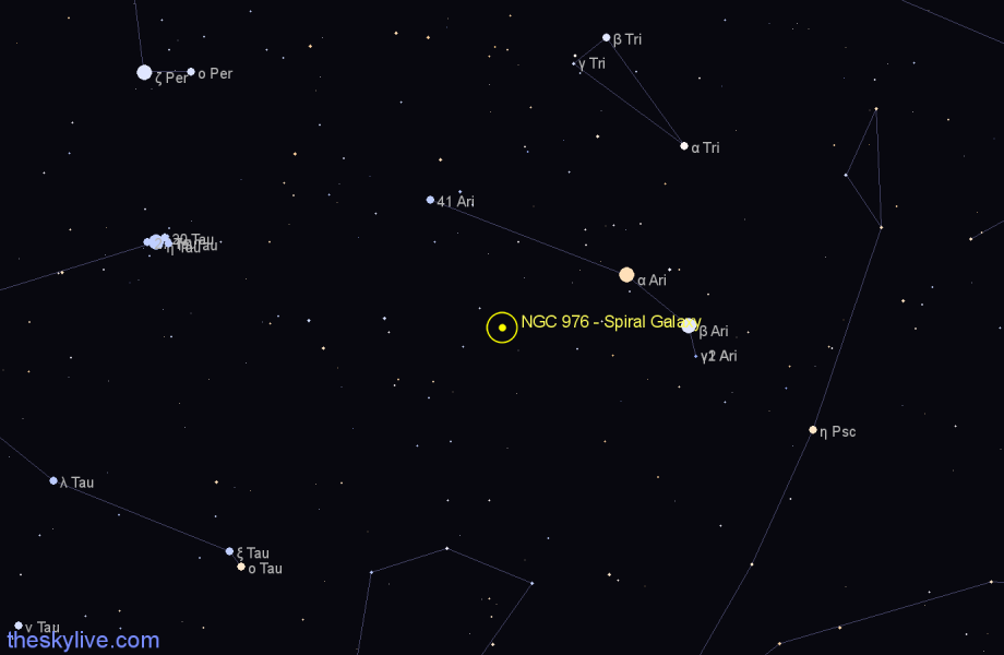 Finder chart NGC 976 - Spiral Galaxy in Aries star