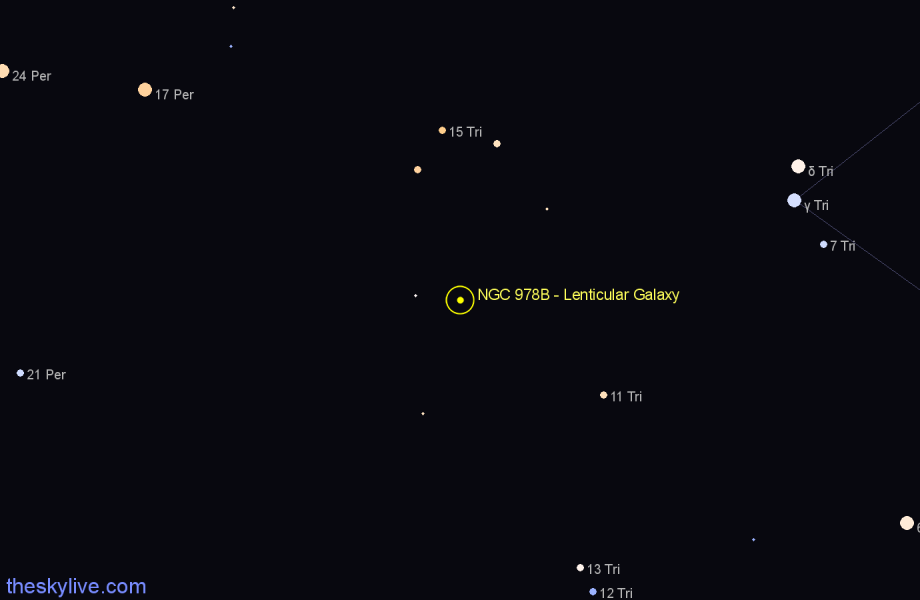 Finder chart NGC 978B - Lenticular Galaxy in Triangulum star