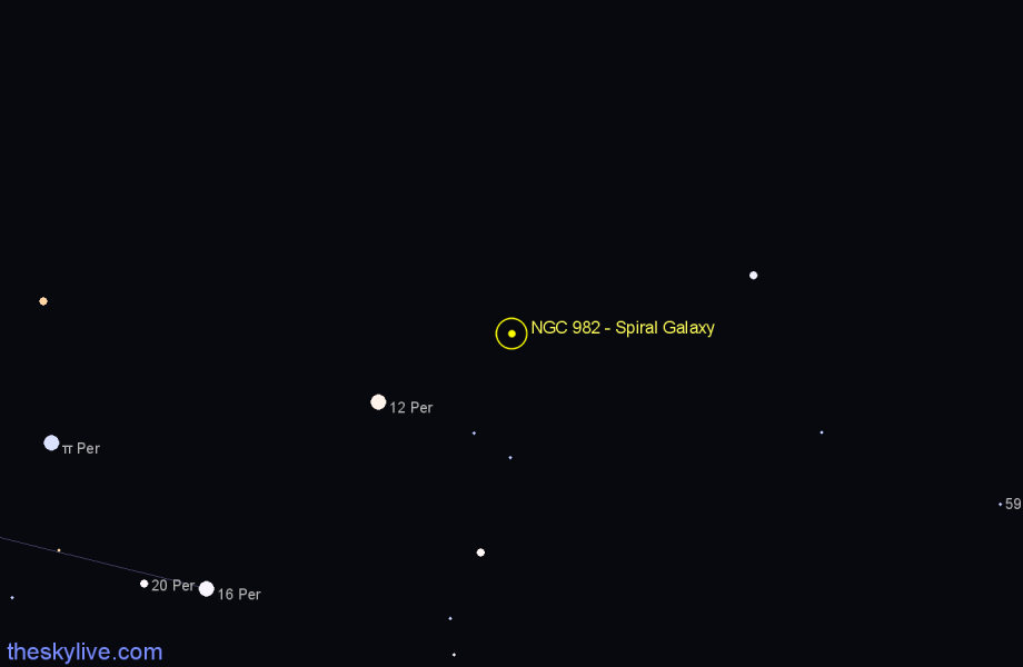 Finder chart NGC 982 - Spiral Galaxy in Andromeda star