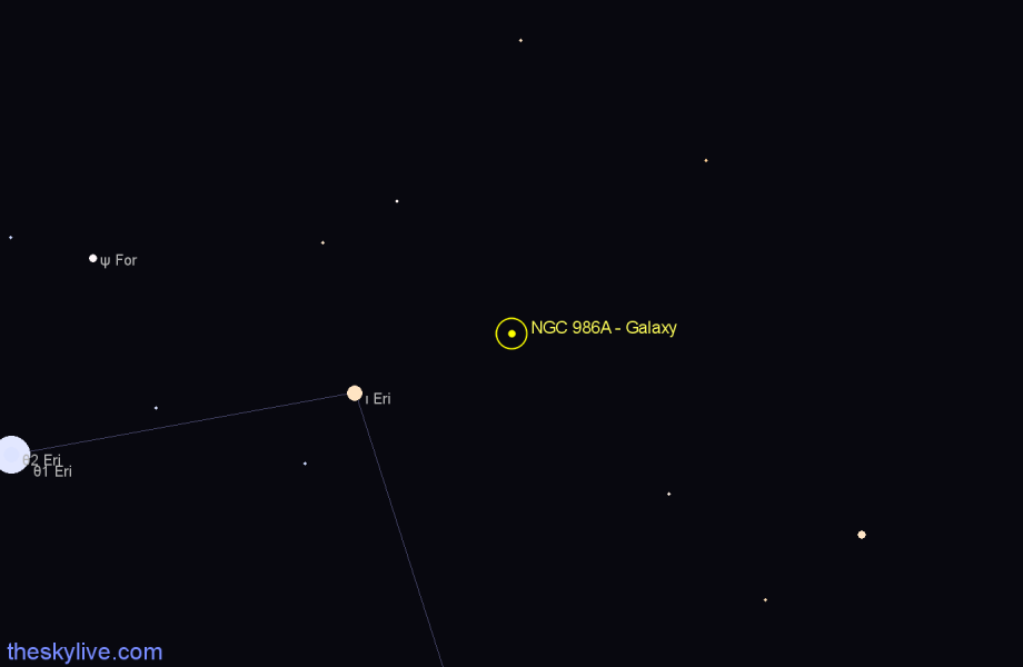 Finder chart NGC 986A - Galaxy in Fornax star