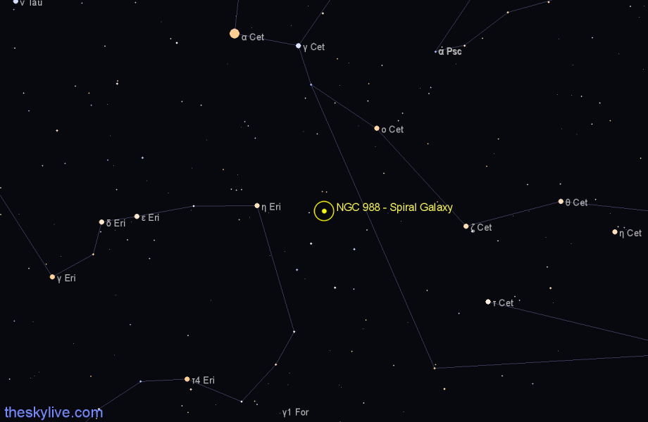 Finder chart NGC 988 - Spiral Galaxy in Cetus star
