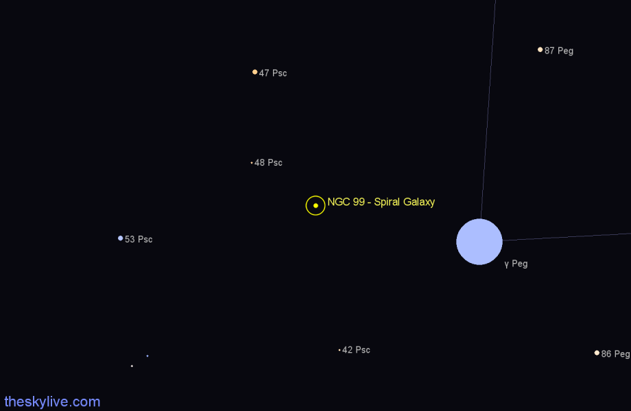 Finder chart NGC 99 - Spiral Galaxy in Pisces star