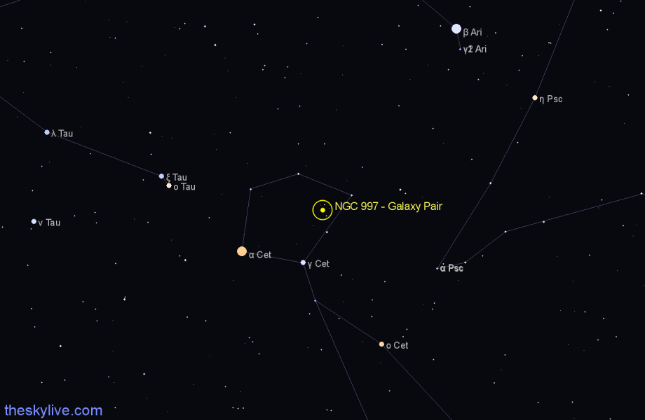 Finder chart NGC 997 - Galaxy Pair in Cetus star