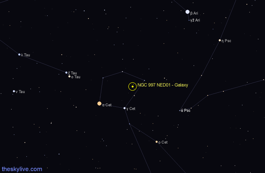 Finder chart NGC 997 NED01 - Galaxy in Cetus star