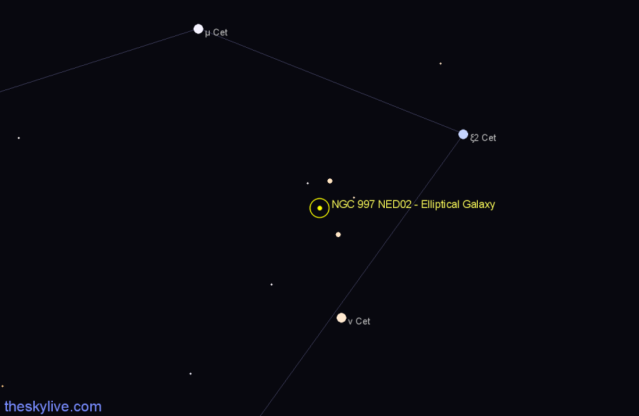 Finder chart NGC 997 NED02 - Elliptical Galaxy in Cetus star