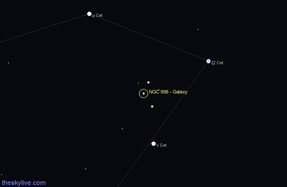 Finder chart NGC 998 - Galaxy in Cetus star