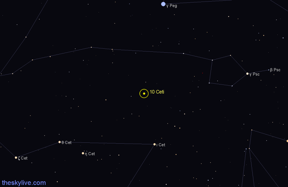 Finder chart 10 Ceti star