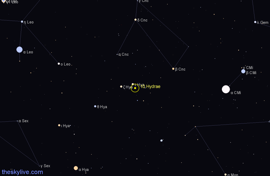 Finder chart 10 Hydrae star
